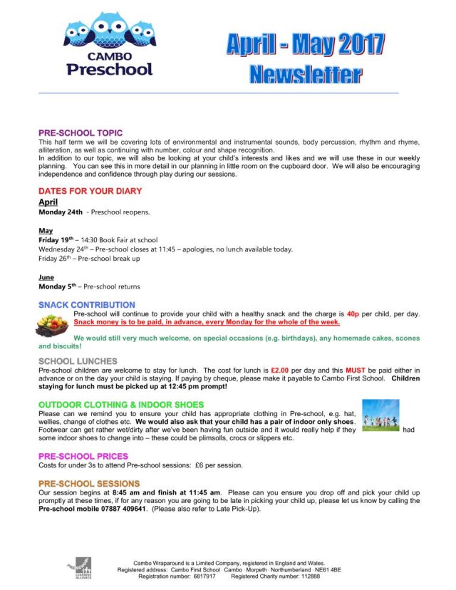 thumbnail of Pre-school Newsletter April May 2017