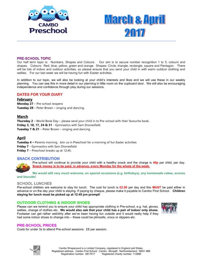 thumbnail of Pre-school Newsletter March & April 2017